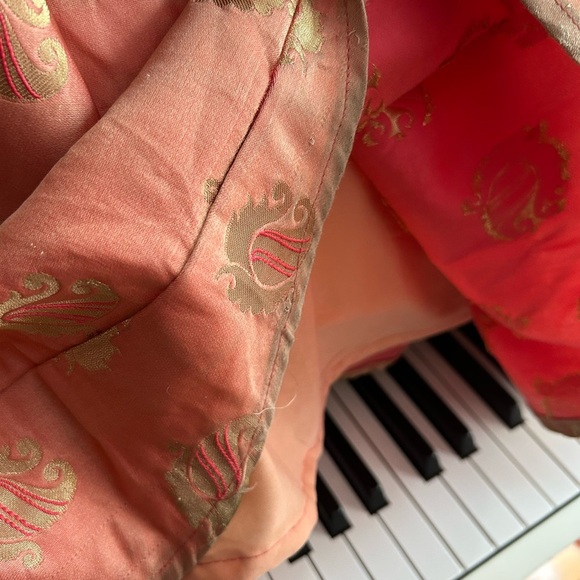 Boho Hippie Peach and Gold Indian Bolywood Women's A-Line Skirt M/L - Picture 6 of 16